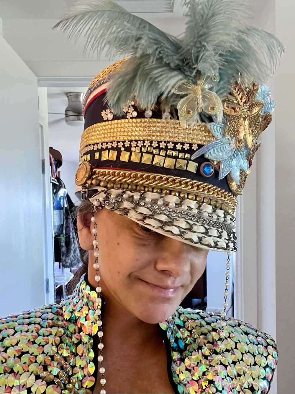 ✨Embellished Festival Burningman Military Soldier -Style Statement Hat🪽💎